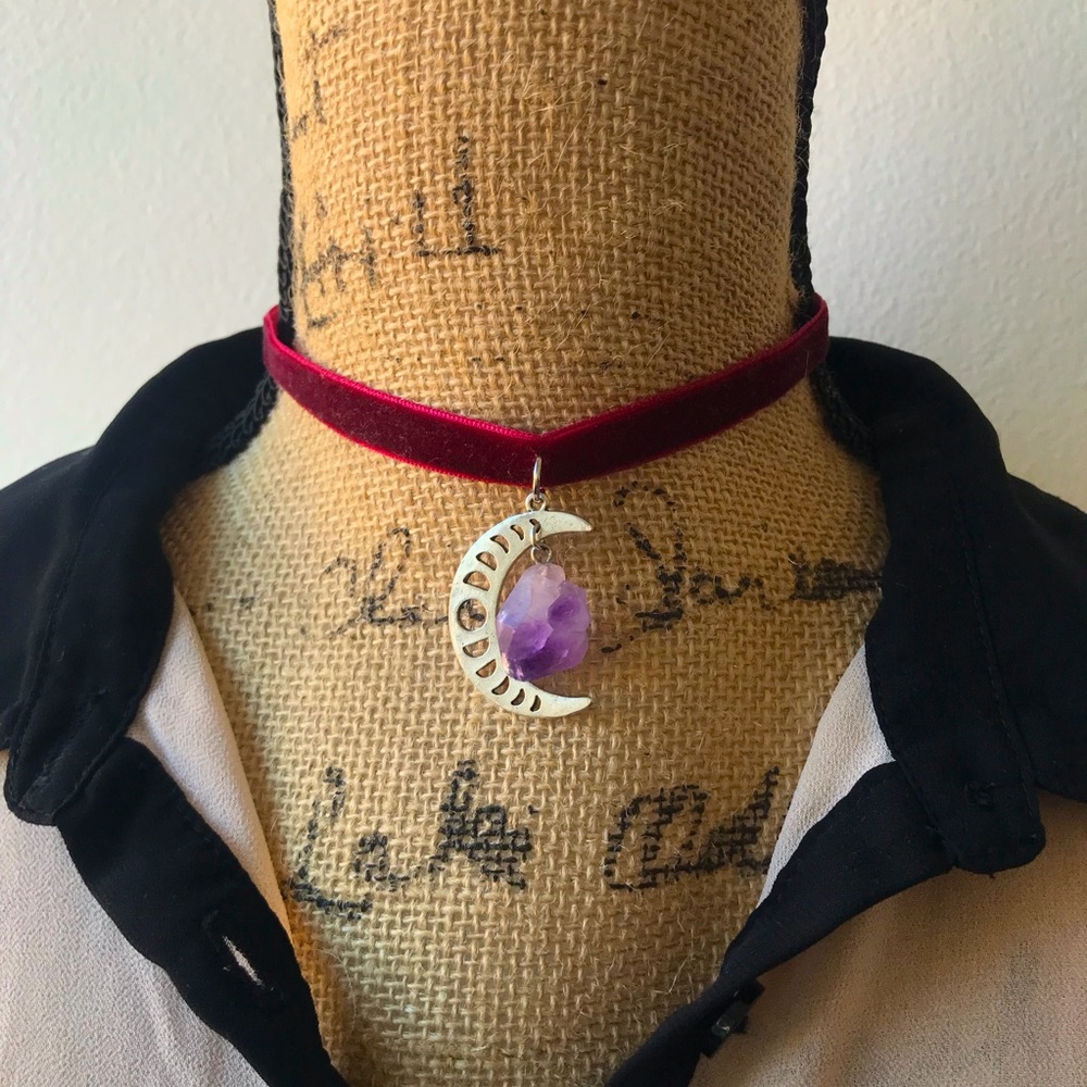 Crescent Moon Amethyst Choker